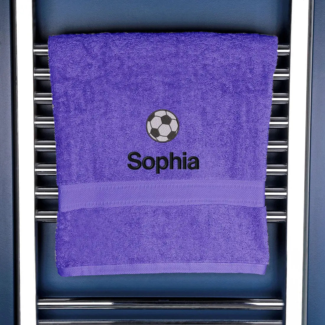 Personalised Football Bath Towel Egyptian - Purple  