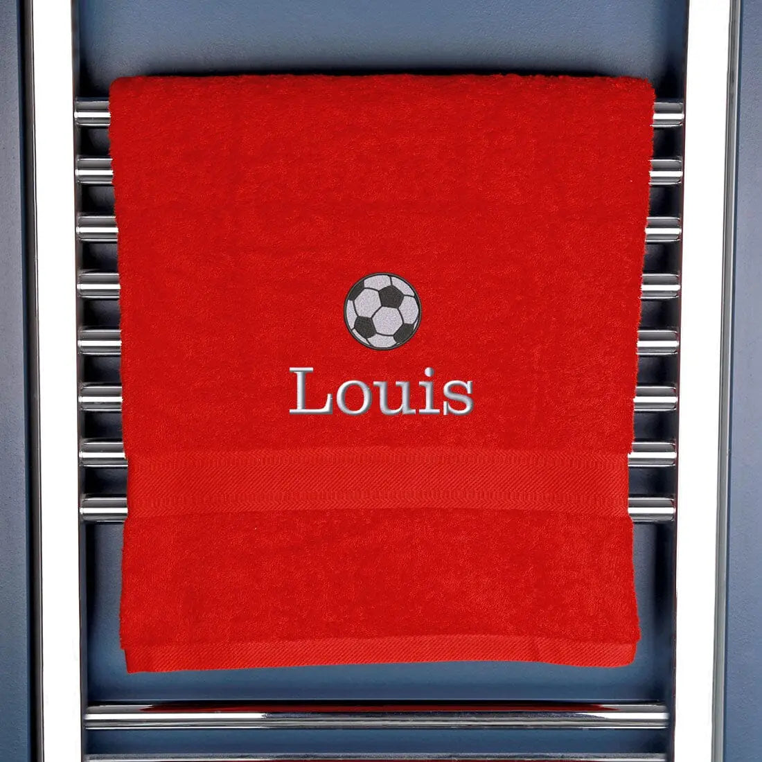 Personalised Football Bath Towel Egyptian - Red  