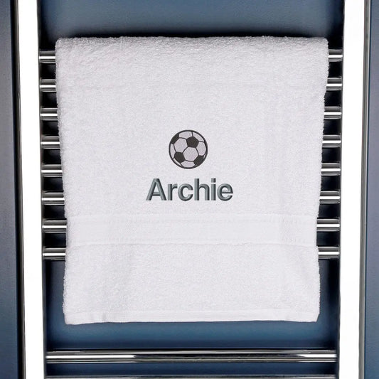 Personalised Football Bath Towel Egyptian - White  