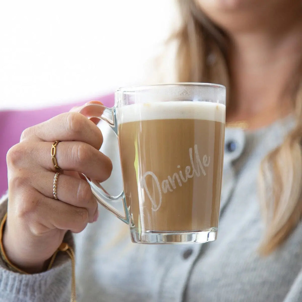 Personalised Glass Coffee Mug   