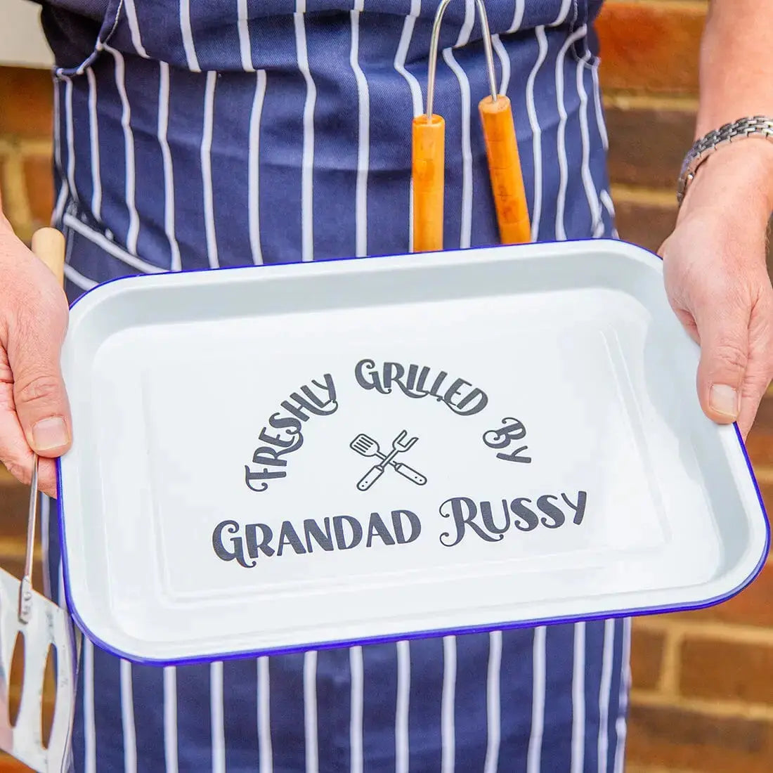 Personalised Grilled Enamel Serving Tray   