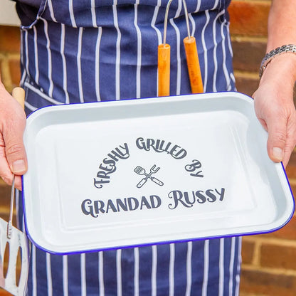Personalised Grilled Enamel Serving Tray   
