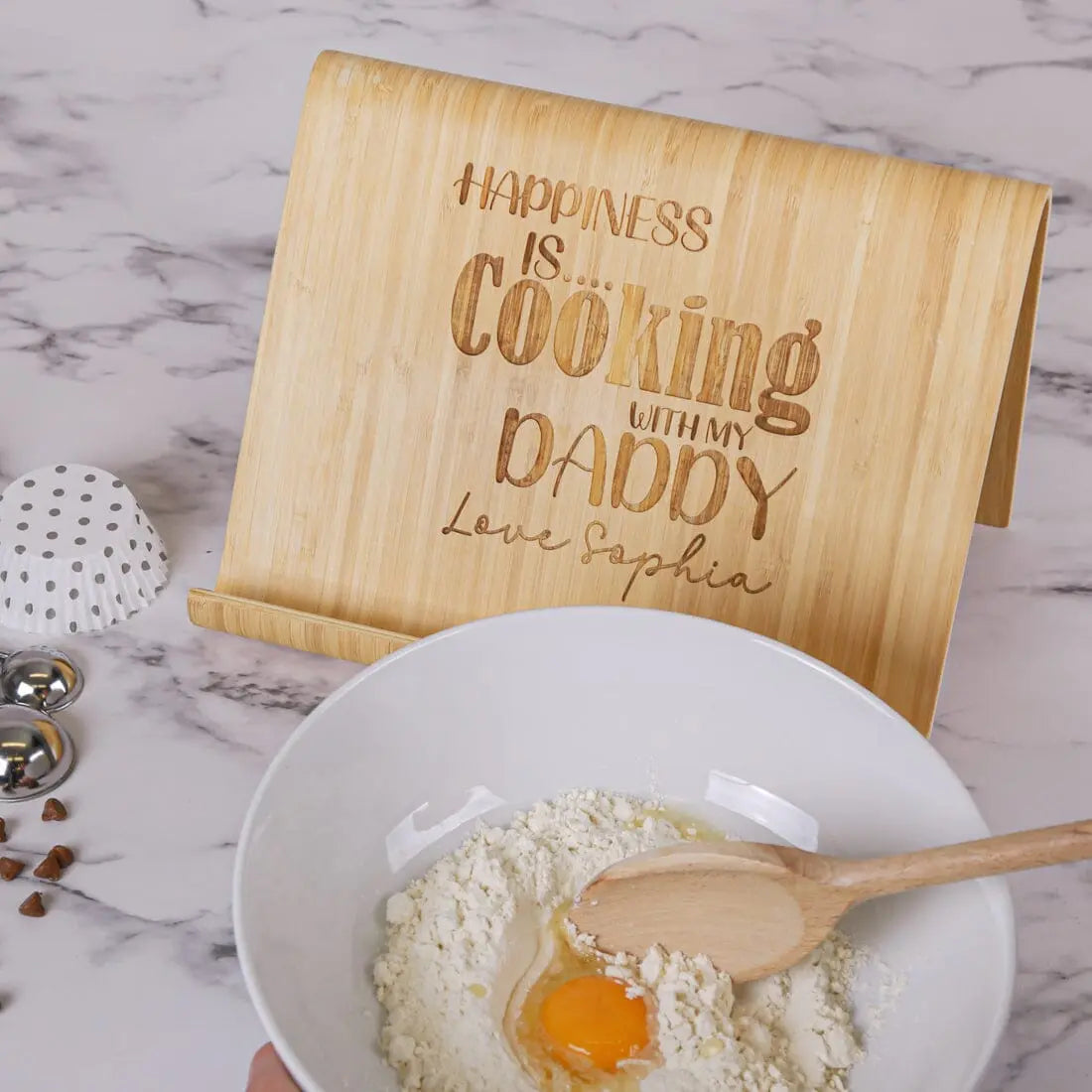 Personalised Happiness Is Cooking Cookery Book Stand   