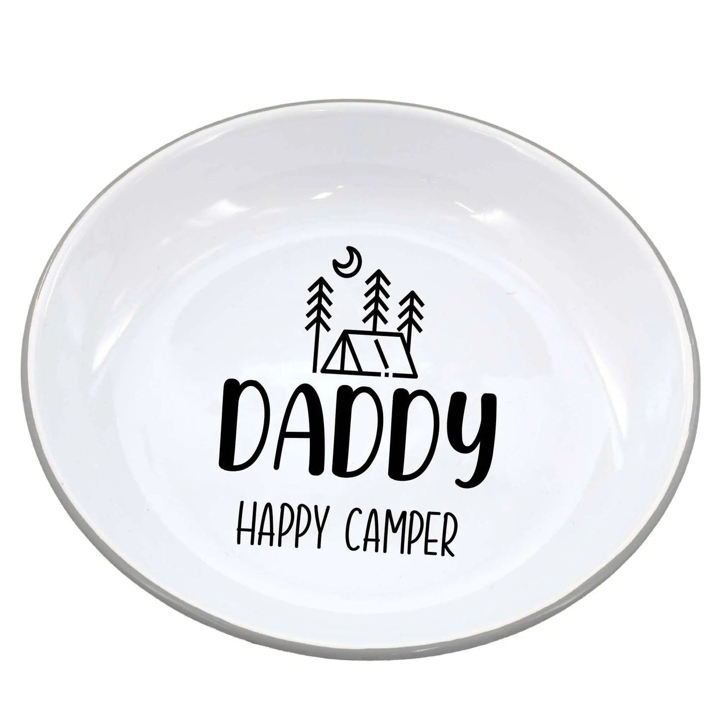 Personalised Happy Camper Enamel Camping Bowl - Tent Logo