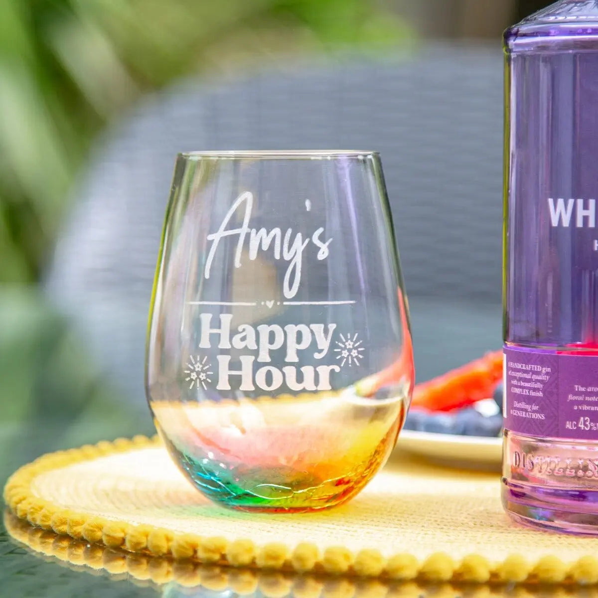 Personalised Happy Hour Rainbow Glass Tumbler   