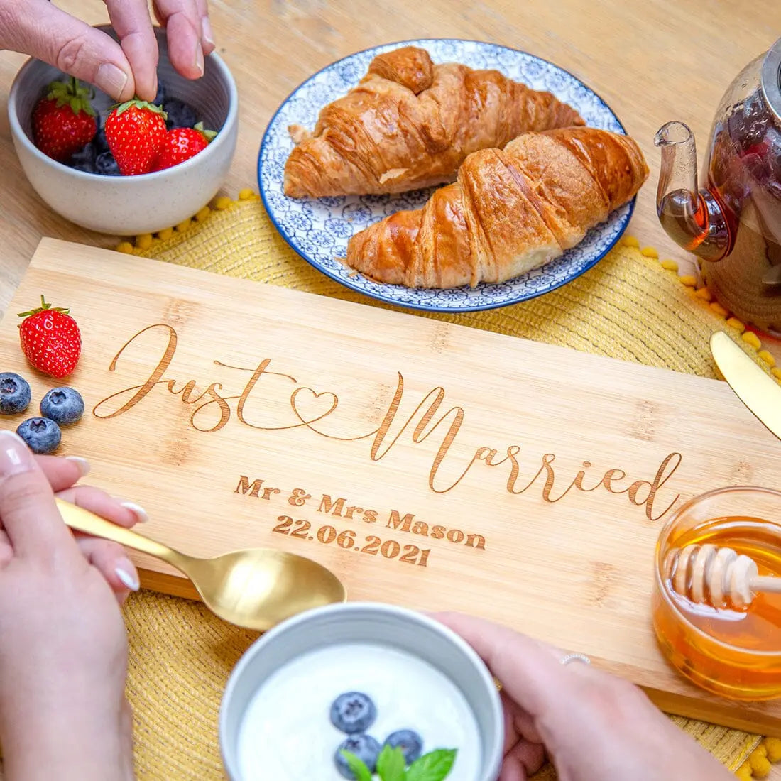 Personalised Just Married Bamboo Serving Board   