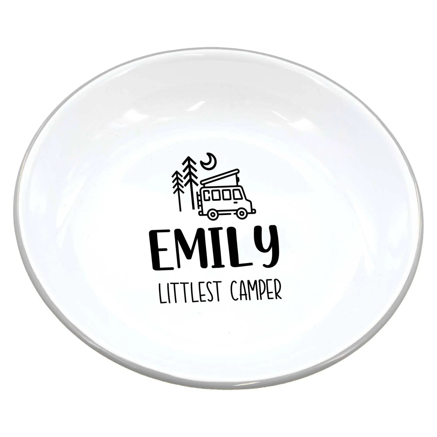 Personalised Littlest Camper Enamel Camping Bowl - Van Logo - Duncan Stewart 1978 Enamel-White-with-Grey-Rim Duncan Stewart 1978