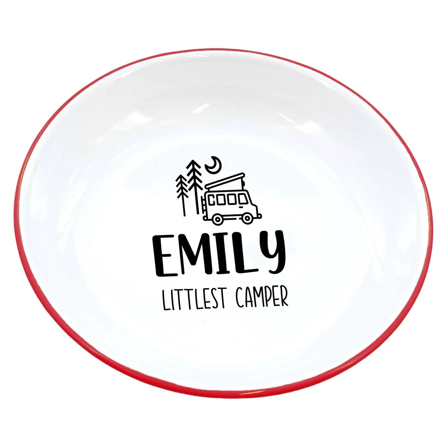 Personalised Littlest Camper Enamel Camping Bowl - Van Logo