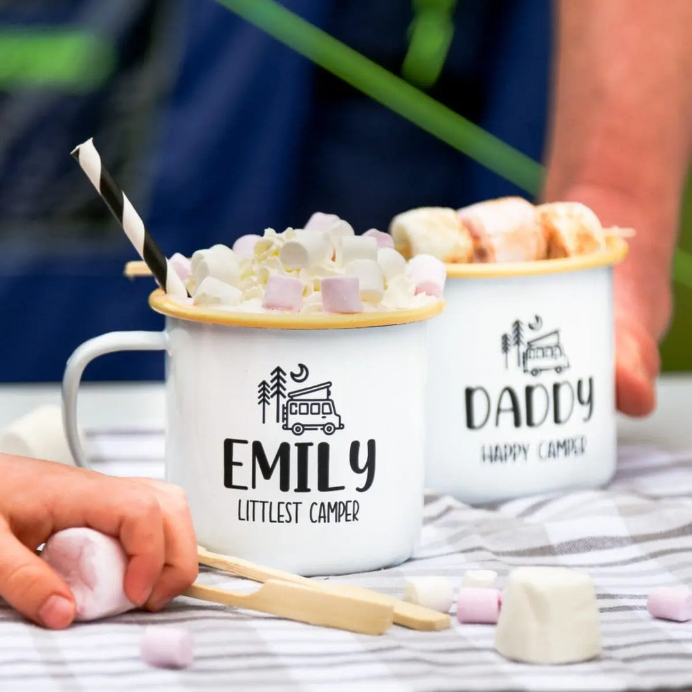 Personalised Littlest Camper Enamel Camping Mug - Van Logo   