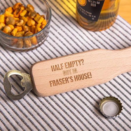 Personalised Long Handled Bottle Opener, bottle cap nuts and beer around