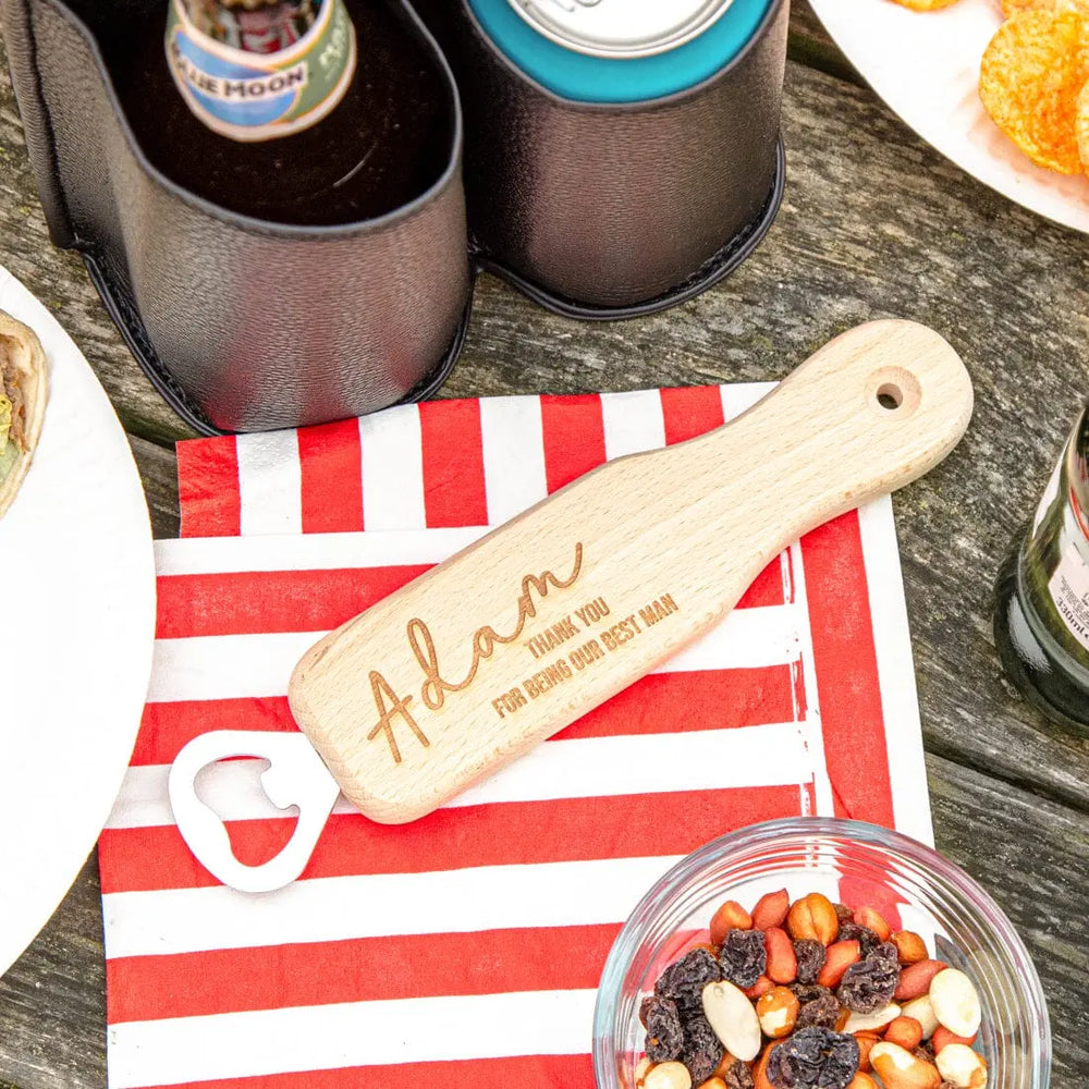 Personalised Message Wooden Bottle Opener   