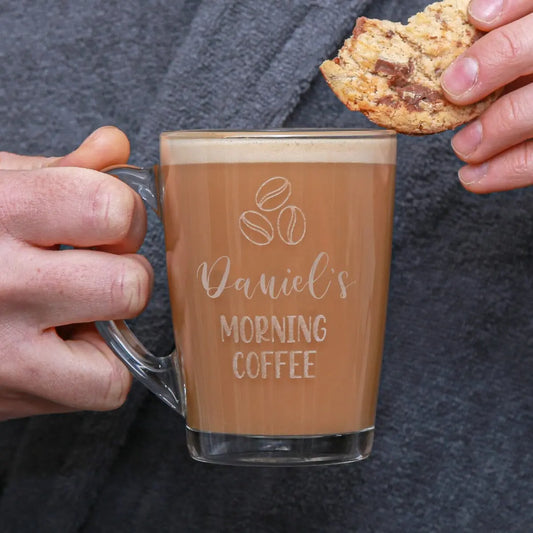 Personalised Morning Coffee Glass Mug   