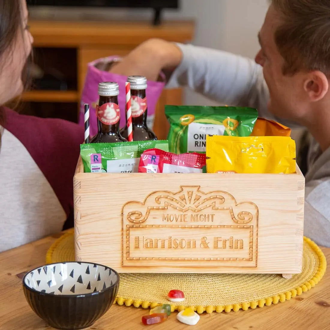 Personalised Movie Night Wooden Crate   