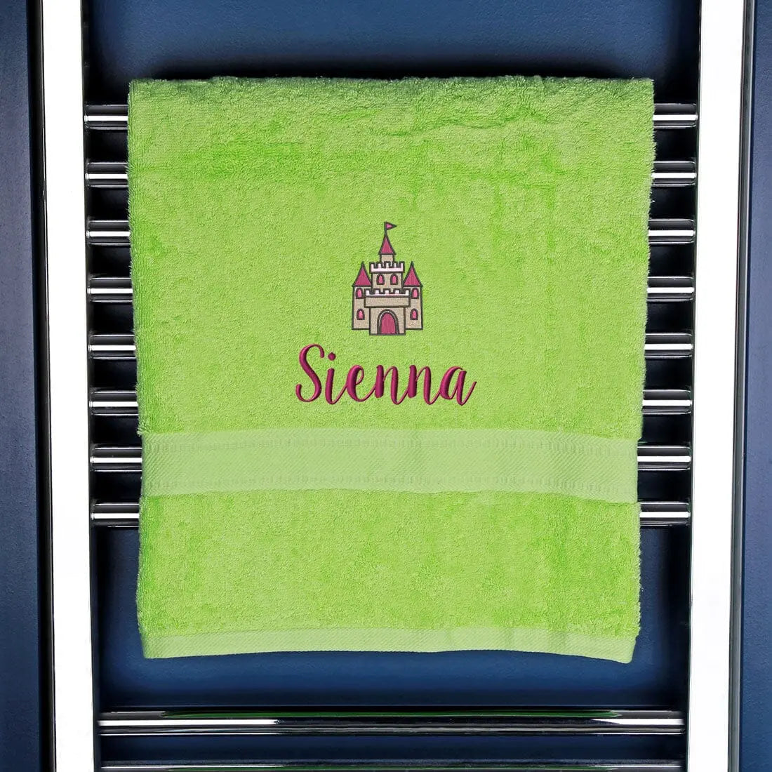 Personalised Princess Castle Bath Towel Egyptian - Lime  