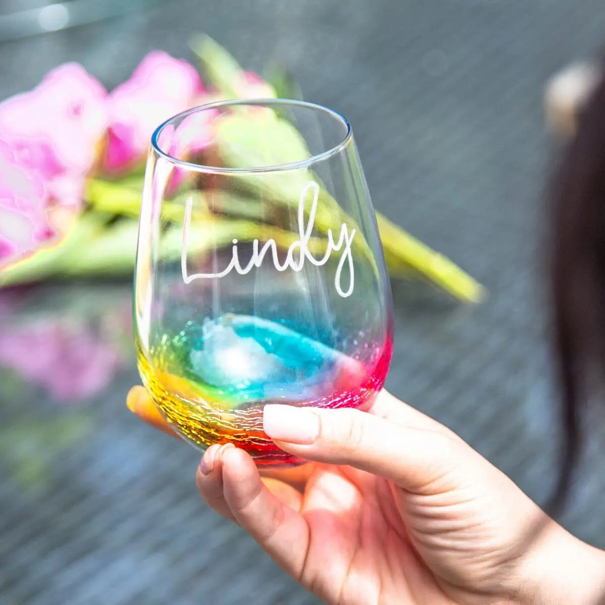 Personalised Rainbow Coloured Cocktail Tumbler   