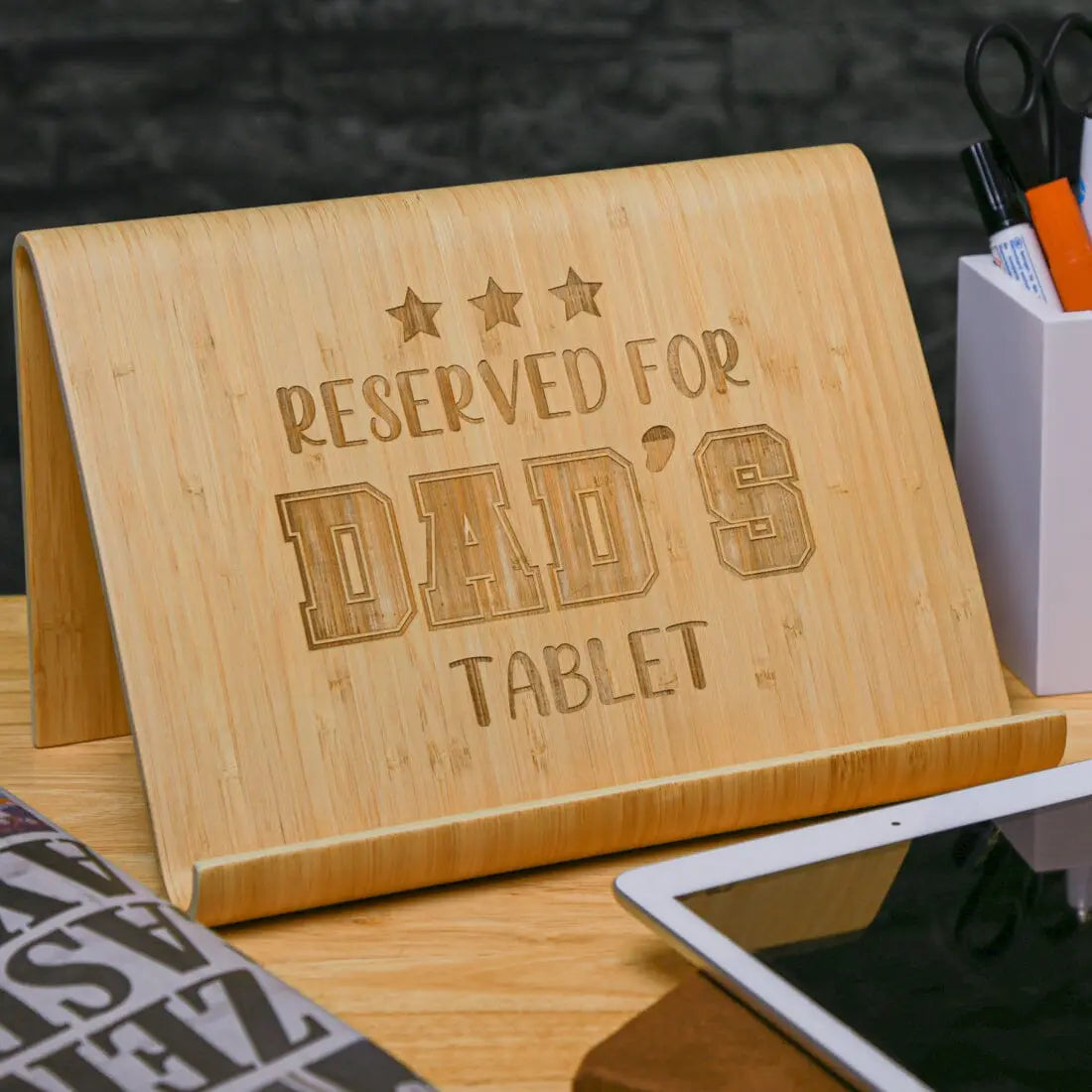 Personalised Reserved For Dad Tablet Stand   