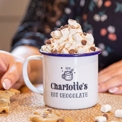 Personalised Retro Hot Chocolate Enamel Mug   