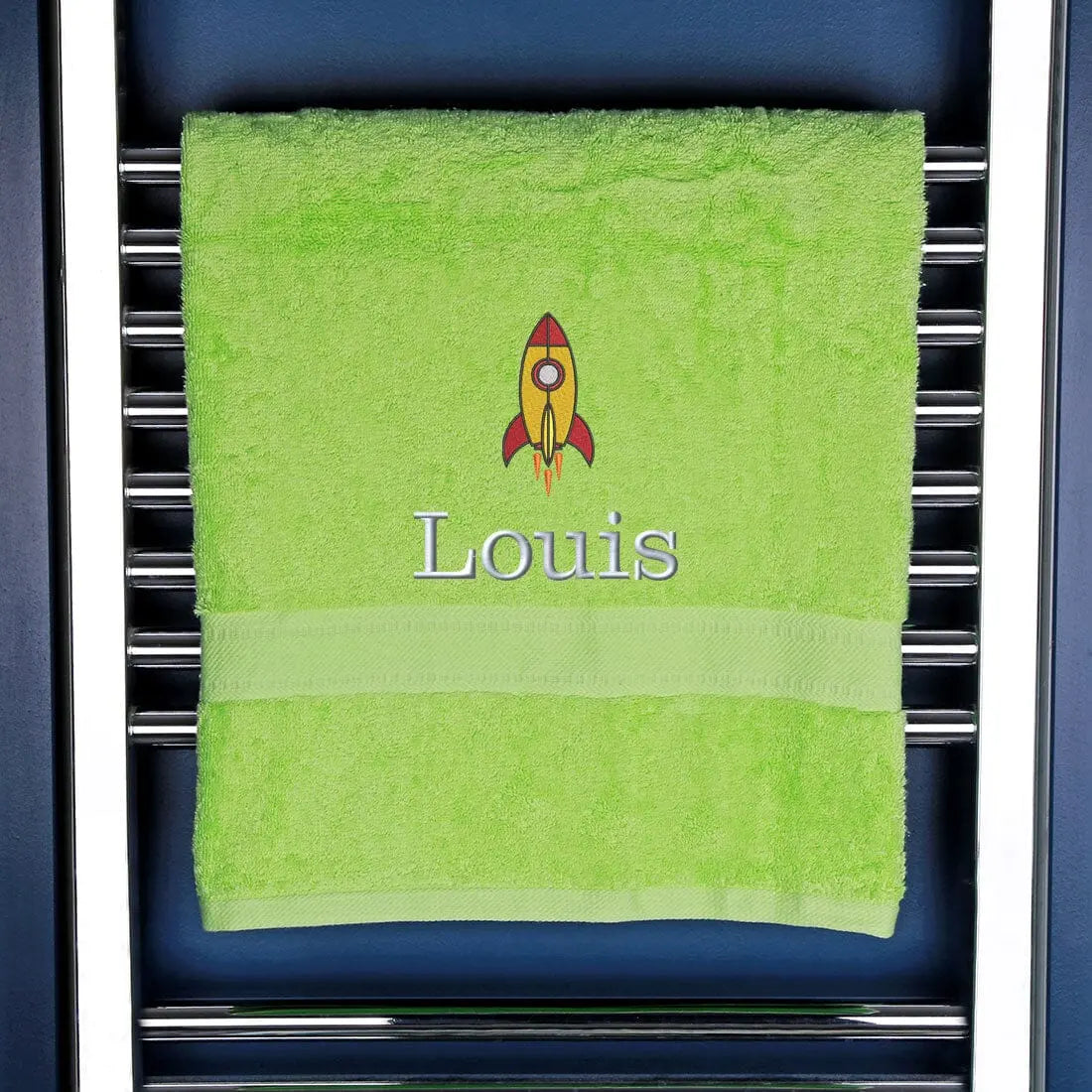 Personalised Rocket Bath Towel Egyptian - Lime  