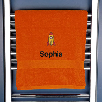 Personalised Rocket Bath Towel Egyptian - Orange  