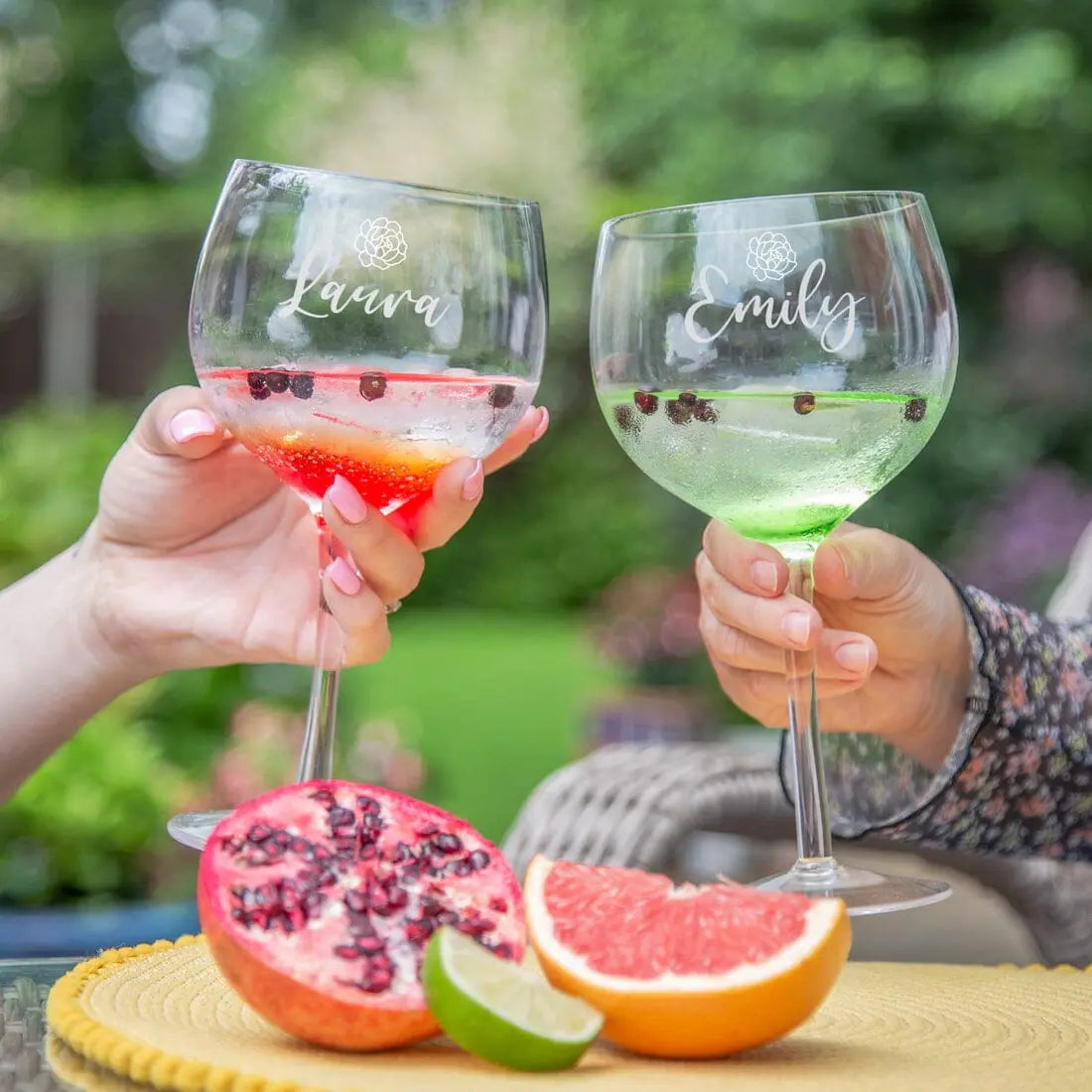 Personalised Set Of Four Coloured Gin Glasses   