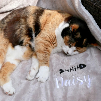 Personalised Sherpa Style Cat Blanket   