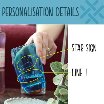 Personalised Star Sign Coloured Tumbler Glass   