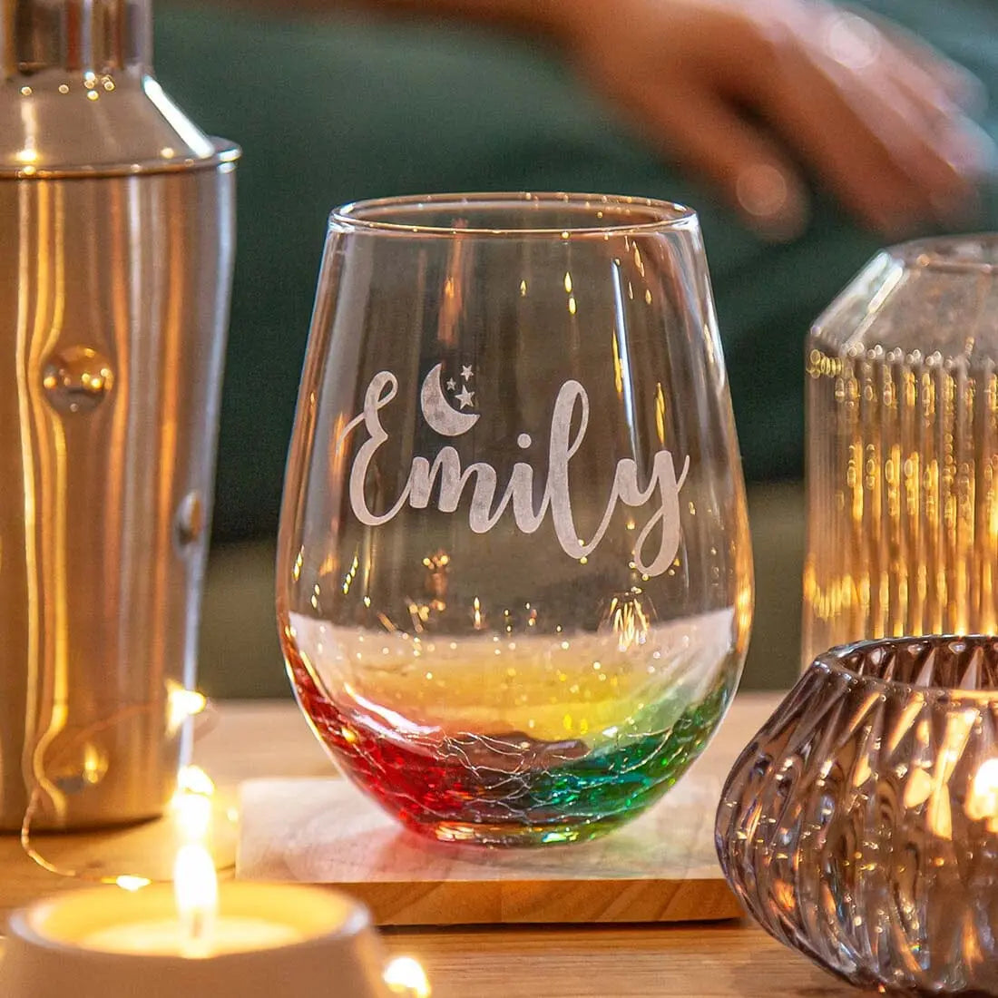 Personalised Stars Rainbow Cocktail Glass Tumbler   