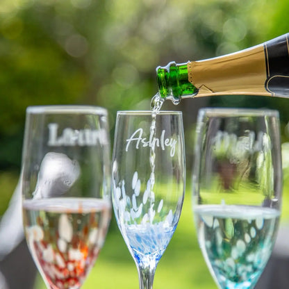 Personalised Terrazzo Style Champagne Flute Set   