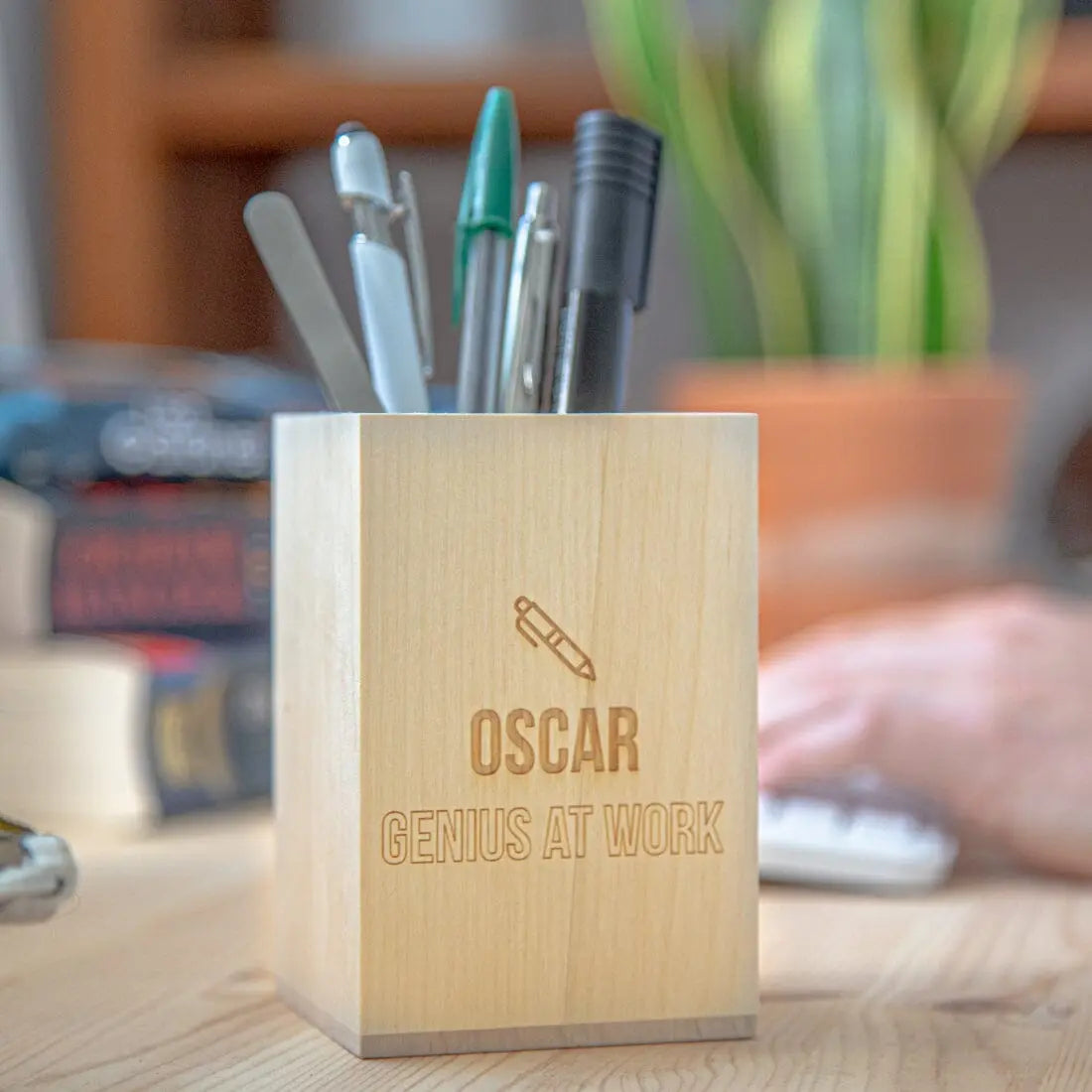 Personalised Wooden Pen Pot   