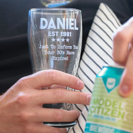 Personalised Year Beer Glass   