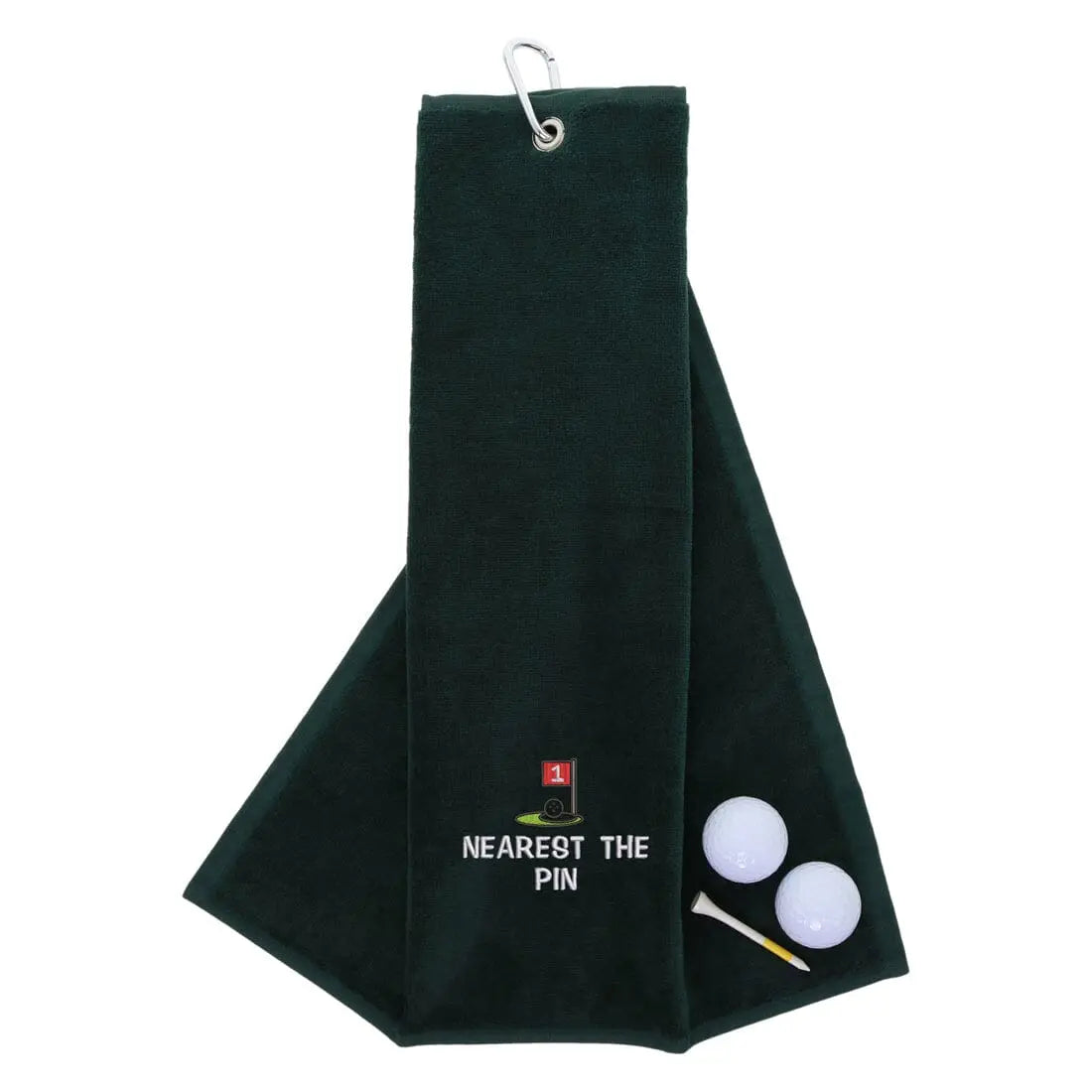 Tri-Fold Golf Towel Embroidered For Longest Drive Competition Forest  