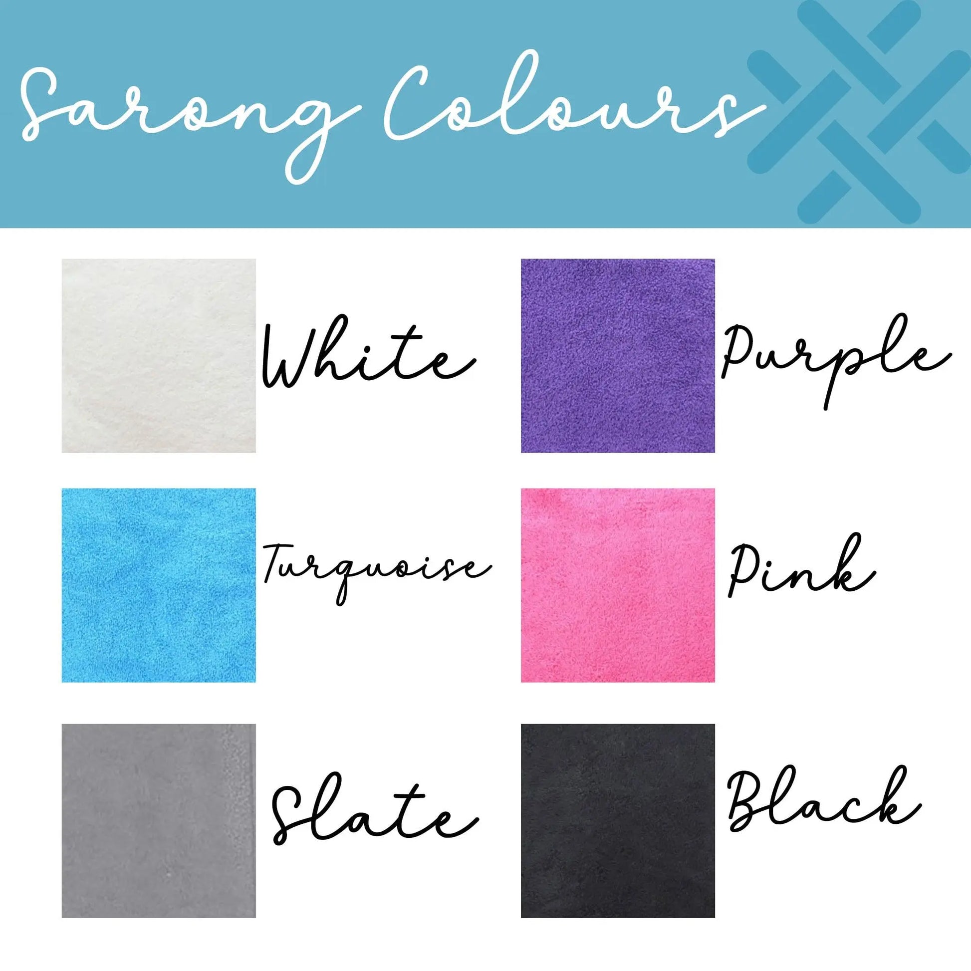 infographic of colour range for the sarongs